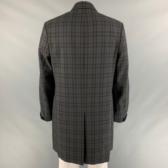 PS by PAUL SMITH Size XL Charcoal Plaid Wool Notch Lapel Coat - Picture 4 of 7